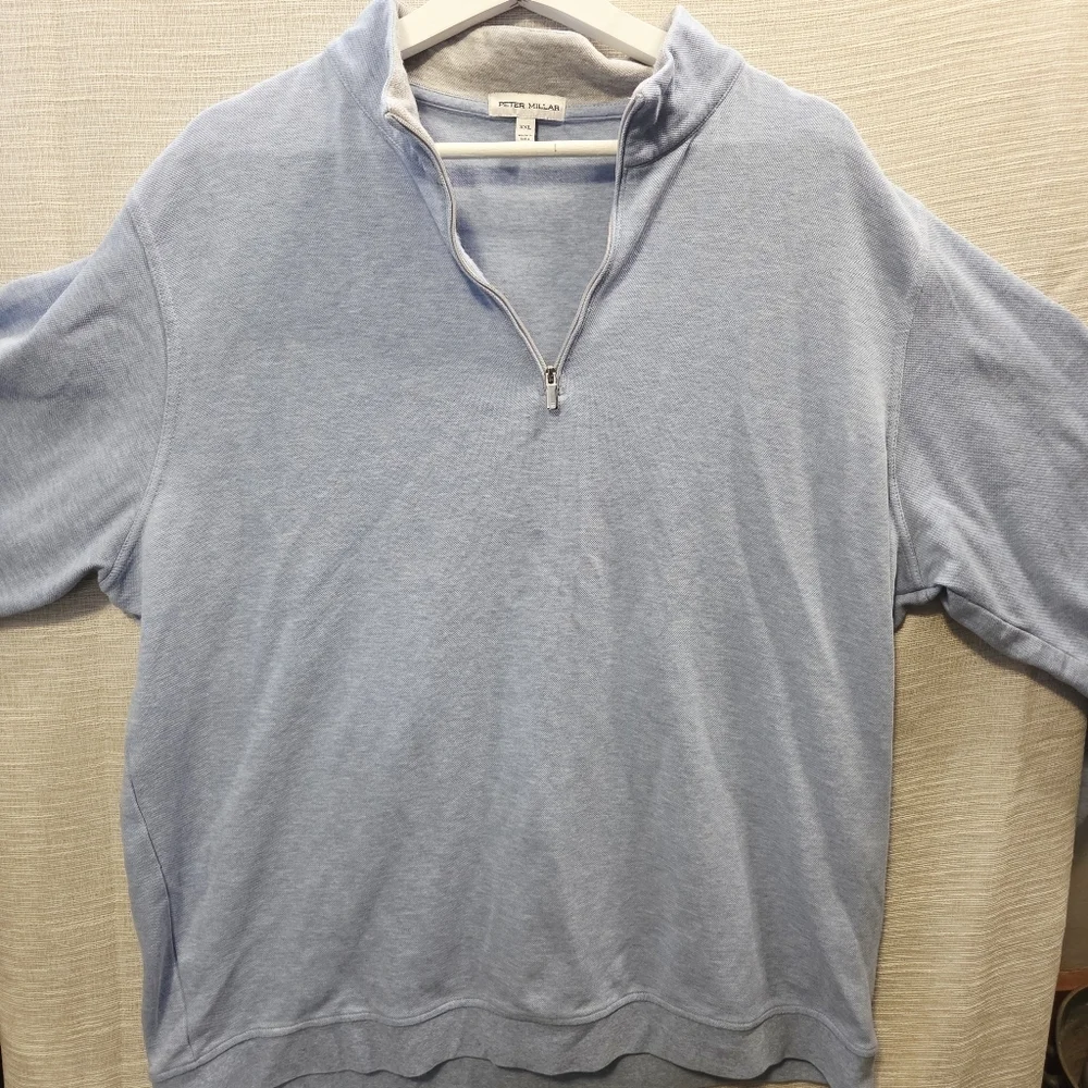 Peter Millar cotton modal baby blue quarter zip xxl